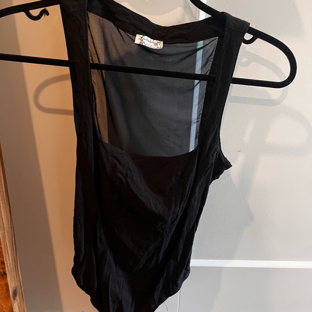 Free People Black Square Neck Bodysuit